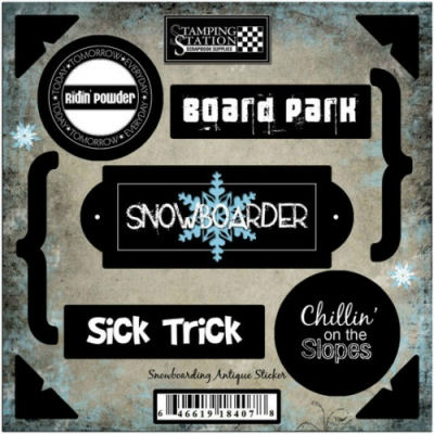 Stamping Station - Snowboarding Antique Stickers